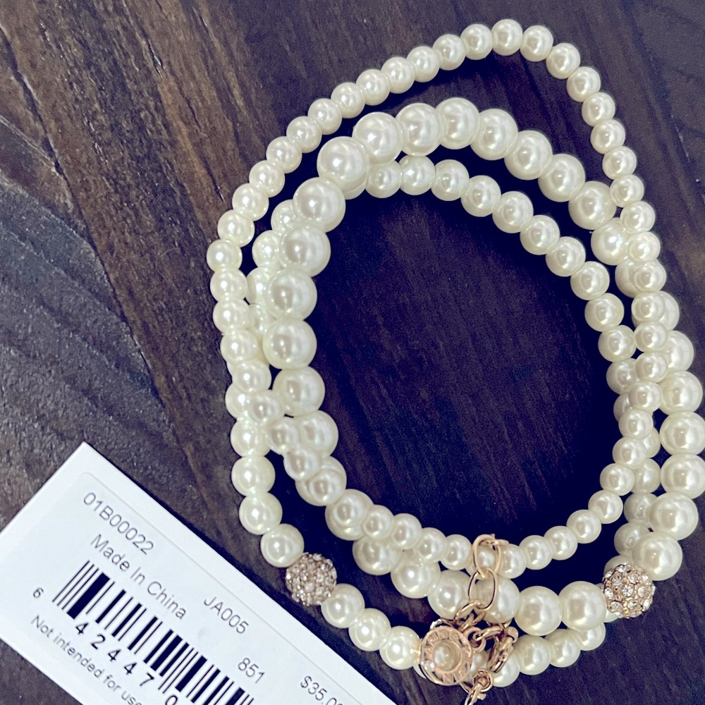 Anne Klein 3 piece pearl bracelet set